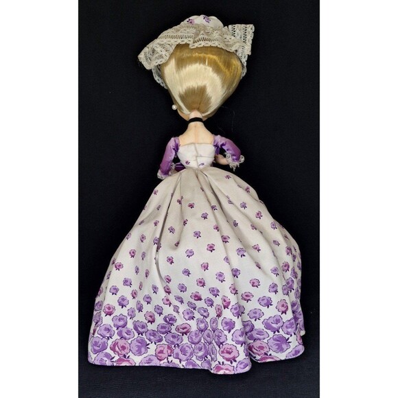 Vintage Doll Big Eyes Blue Southern Bell Dress Purple Lavender Needs TLC MCM - Picture 4 of 7